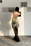 RUI segment dyeing lit low -waist short skirt RSS23KN05 dawn yellow and blue gradient